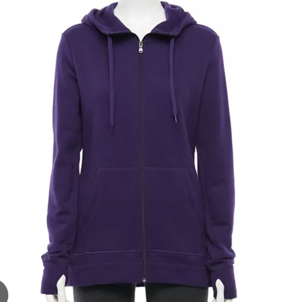 Tek Gear Deep Purple Women's Ultrasoft Zip-Up Hoodie Size Small